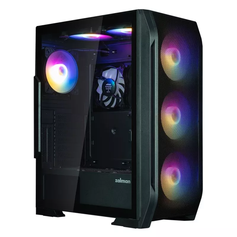 Zalman N7 PLUS V2 ATX Mid Tower PC Case, 7 x 120mm ARGB Fans, Tempered Glass, Black