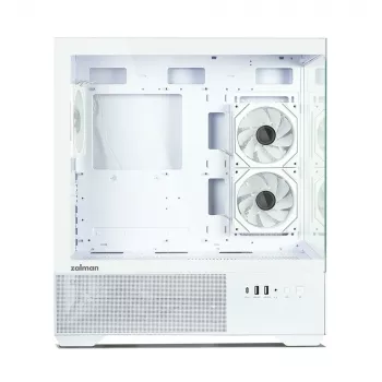 Zalman CHRONIX V2 White ATX Mid Tower PC Case with 3 x 120mm ARGB Fans, Tempered Glass Side Panel