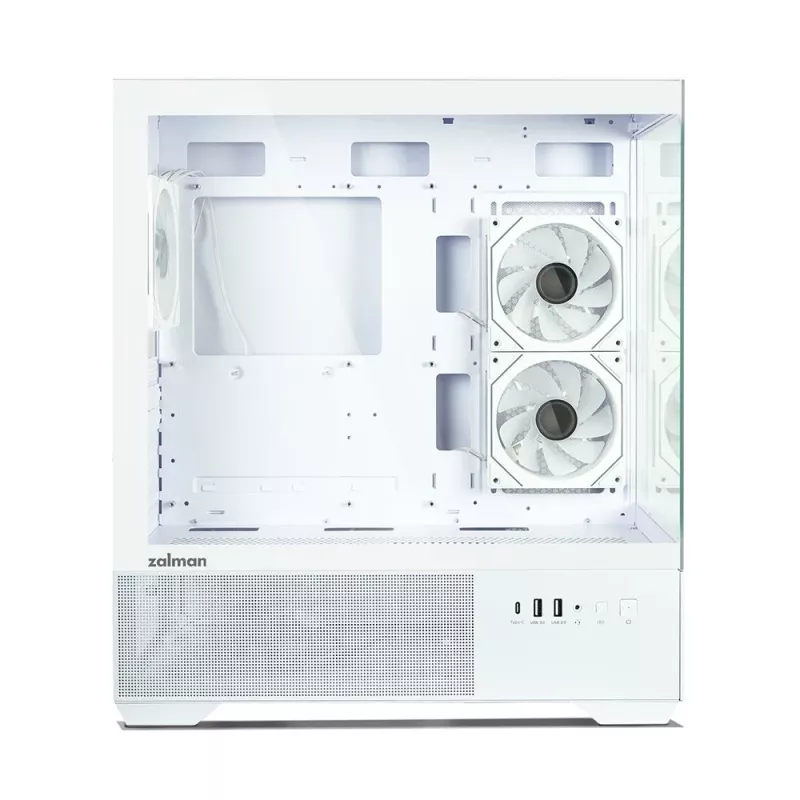 Zalman CHRONIX V2 White ATX Mid Tower PC Case with 3 x 120mm ARGB Fans, Tempered Glass Side Panel