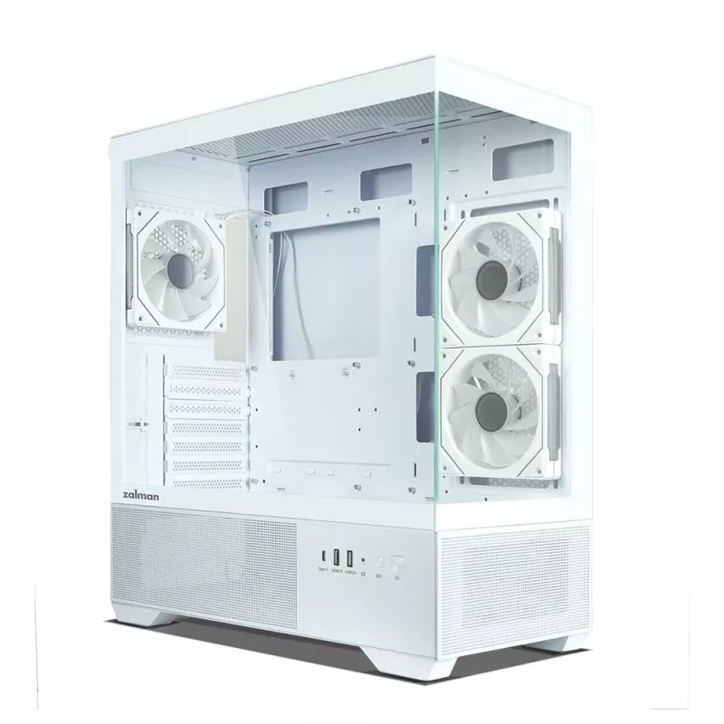 Zalman CHRONIX V2 White ATX Mid Tower PC Case with 3 x 120mm ARGB Fans, Tempered Glass Side Panel