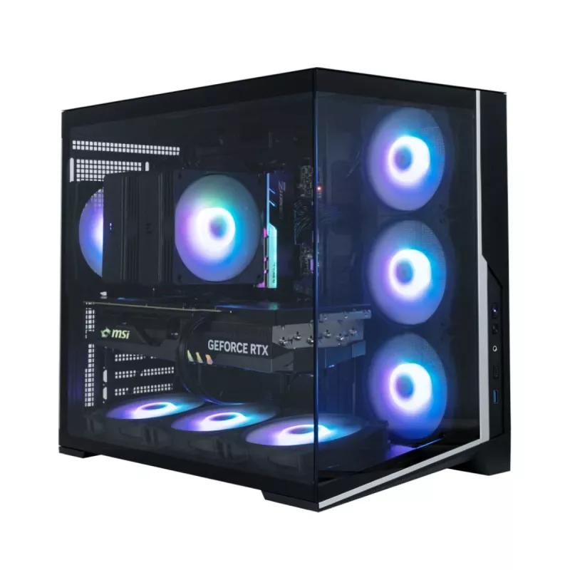 Zalman D40, ATX Mid Tower PC Case, 7 x 120mm ARGB Fans, Black