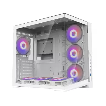 Zalman D40 White ATX Mid Tower Case with 7 ARGB Fans and Tempered Glass