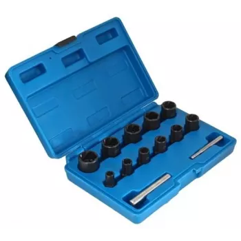 SATRA S-TS13X 13-Piece 1/2 inch Drive Screw Extractor Socket Set for Damaged Bolts and Nuts, Metric 8-24 mm, Chrome Vanadium Steel