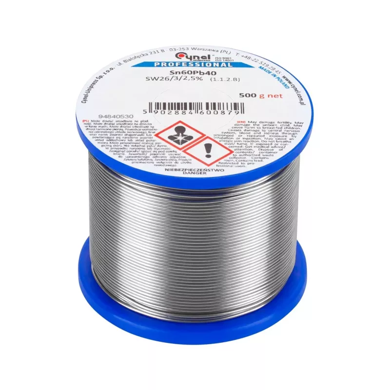 CYNEL LEC-LUT0105-500 Leaded Solder Wire Sn60Pb40 0.70mm 500g Rosin Core
