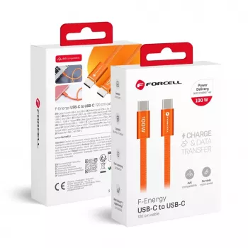 Forcell Cable USB C to USB C Forcell F-Energy QC4.0 PD 5A 100W Cafule Color 1,2 m ACYH23 orange