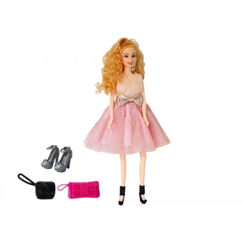 LEAN TOYS Model doll, fair-haired 28 cm, handbag, high heels