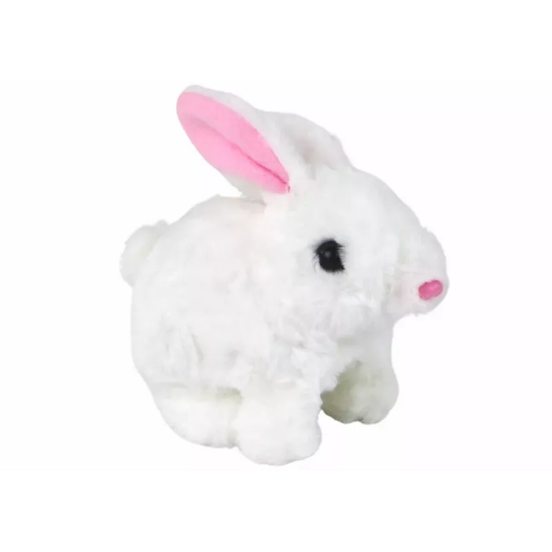LEAN TOYS Walking Bunny Interactive Toy Short Hair White