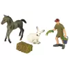 LEAN TOYS Animal Figurine Set Horse Grey Hare Farmer