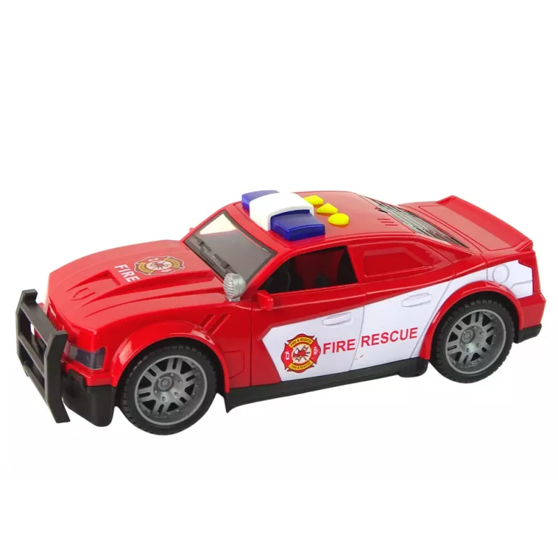 LEAN TOYS Car Fire Department 1:14 Lights Sounds Red