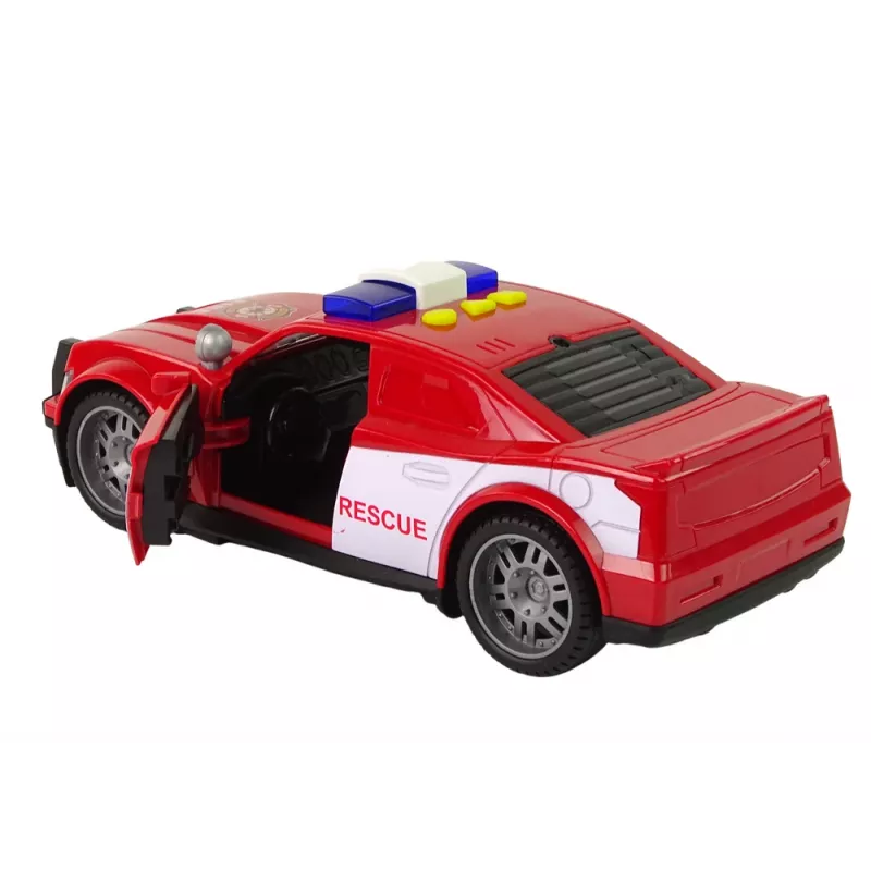 LEAN TOYS Car Fire Department 1:14 Lights Sounds Red