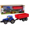 LEAN TOYS Tractor with Trailer Agricultural Vehicle Farm Blue