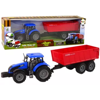 LEAN TOYS Tractor with Trailer Agricultural Vehicle Farm Blue