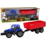 LEAN TOYS Tractor with Trailer Agricultural Vehicle Farm Blue