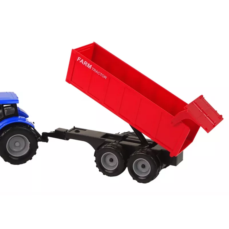 LEAN TOYS Tractor with Trailer Agricultural Vehicle Farm Blue