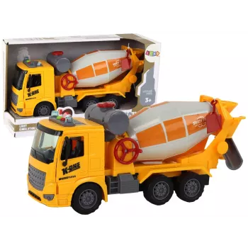 LEAN TOYS Concrete Mixer Truck Swivel Pear Sound Light Yellow 1:16