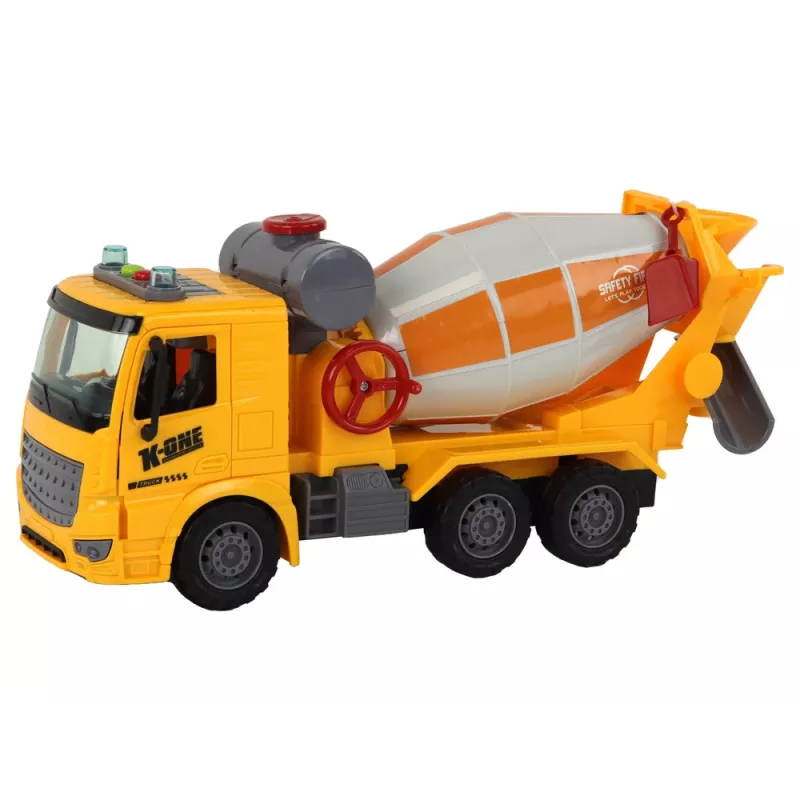 LEAN TOYS Concrete Mixer Truck Swivel Pear Sound Light Yellow 1:16