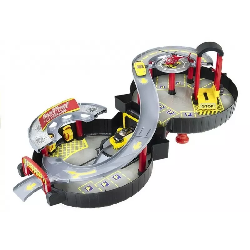 LEAN TOYS Parking Car Garage Suitcase Circle Two-level