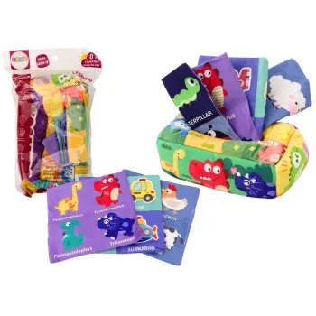 LEAN TOYS Soft Tissue Box with 6 fabrics and 3 rustling colorful wipes