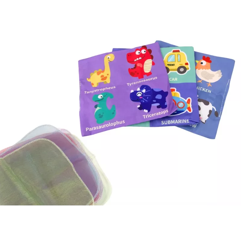 LEAN TOYS Soft Tissue Box with 6 fabrics and 3 rustling colorful wipes