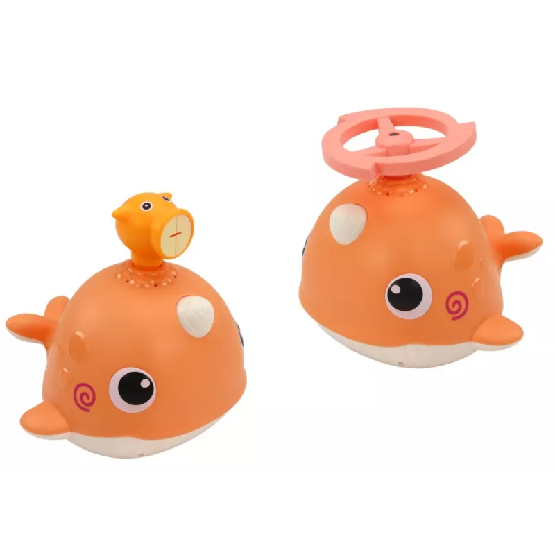 LEAN TOYS Whale Bath Toy 3 Tips Orange