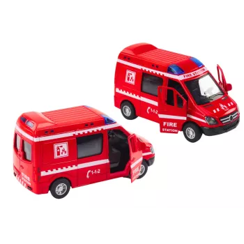 LEAN TOYS Fire Truck 1:32 Opening Doors Lights Sounds Drive Red