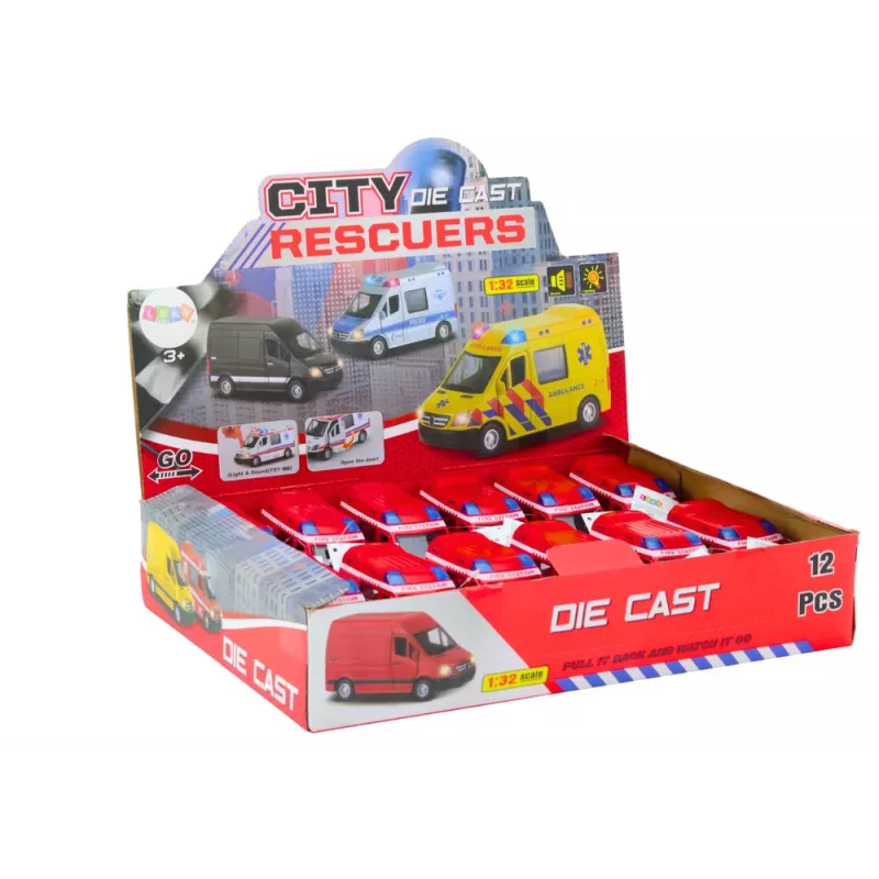 LEAN TOYS Fire Truck 1:32 Opening Doors Lights Sounds Drive Red