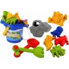 LEAN TOYS Sand Bucket Set with Shower, Spatula, Rake, Molds, Dinosaurs