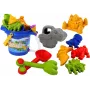 LEAN TOYS Sand Bucket Set with Shower, Spatula, Rake, Molds, Dinosaurs