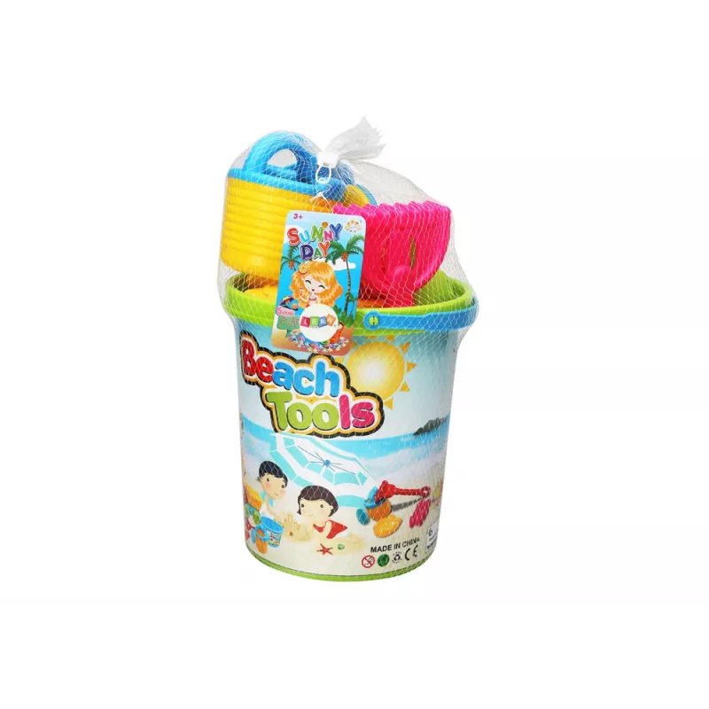 LEAN TOYS Sand Toy Set, Bucket, Grinder, Watering Can, Colorful Molds