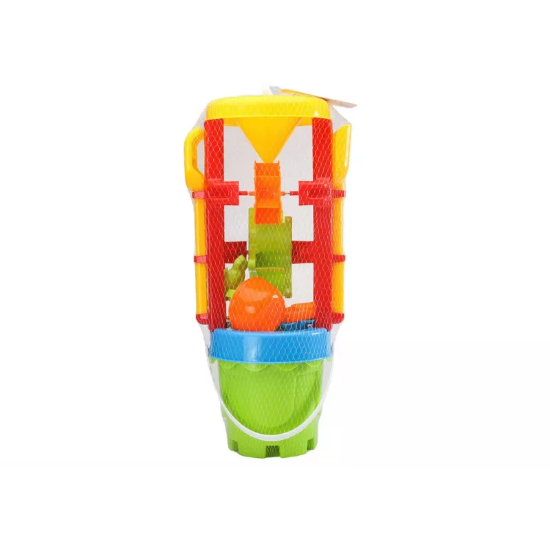 LEAN TOYS 18546 Sand Toy Set with Large Grinder, Bucket, and Colorful Molds – 7-Piece Beach and Sandbox Play Kit for Kids 12 Months+