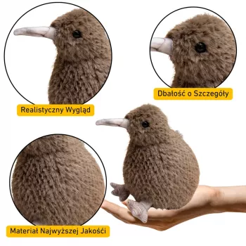 LEAN TOYS Plush Kiwi Bird Plush Toy Mascot Cuddly Toy Dark Brown 25cm