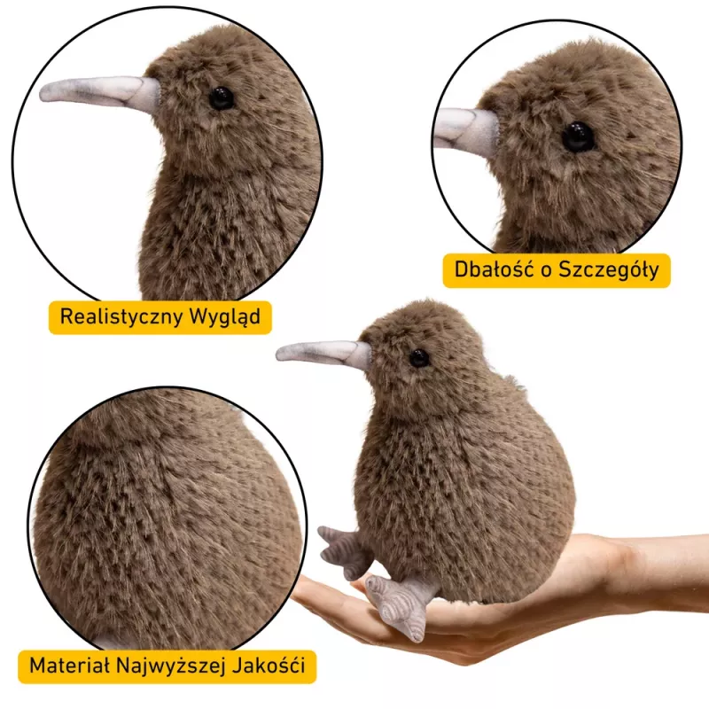 LEAN TOYS Plush Kiwi Bird Plush Toy Mascot Cuddly Toy Dark Brown 25cm