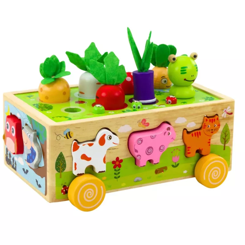 LEAN TOYS Wooden Educational Toy Happy Farm Magnetic Worm Sorter