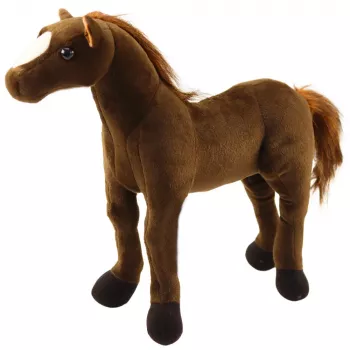 LEAN TOYS Plush Horse Plush Toy Mascot Cuddly Toy Dark Brown 40cm x 37cm