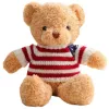 LEAN TOYS Plush Mascot Cuddly Toy Teddy Bear in Striped T-shirt Cream 32cm