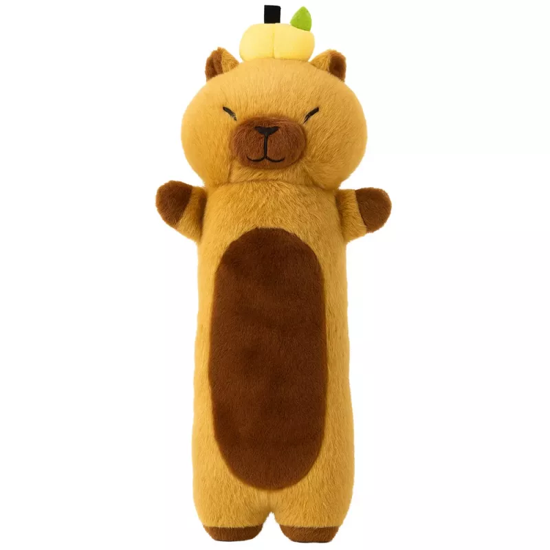 LEAN TOYS Plush Capybara Mascot With Fruit Oblong Pillow Roller Brown 45cm