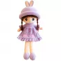 LEAN TOYS Rag Doll Soft Plush Purple Dress With Ruffles 45cm