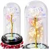 LEAN Eternal Rose in a Glass Crystal Dome, Colorful LED Lighting, 21x11cm