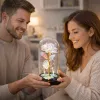 LEAN Eternal Rose in a Glass Crystal Dome, Colorful LED Lighting, 21x11cm