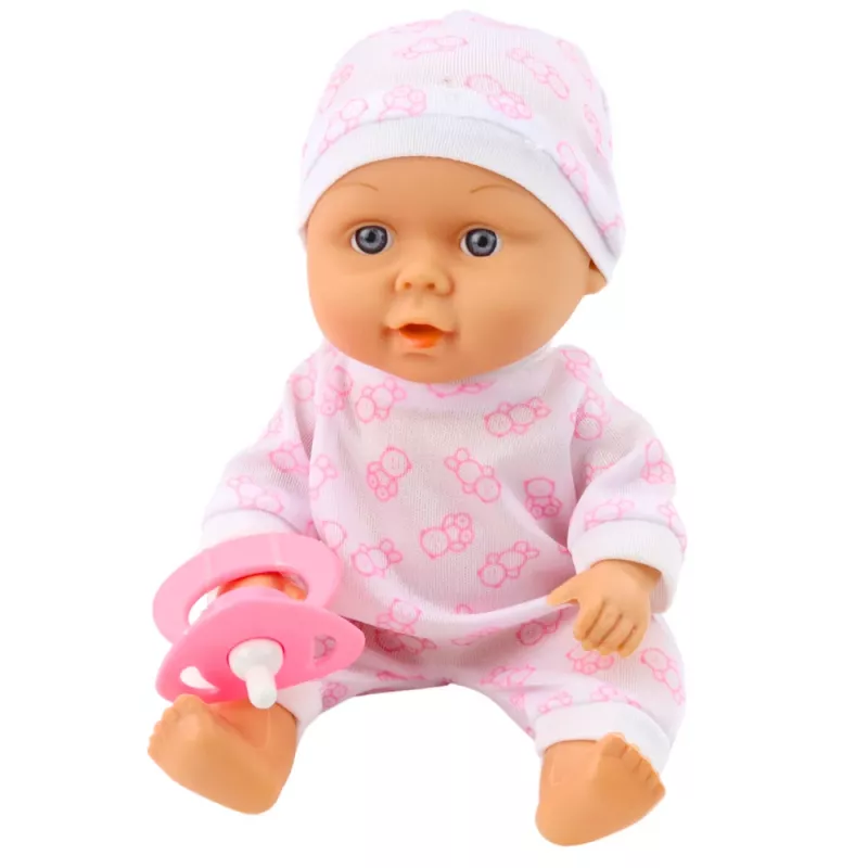 LEAN TOYS Baby Doll in Carrier Pajamas Cap Pacifier Pink