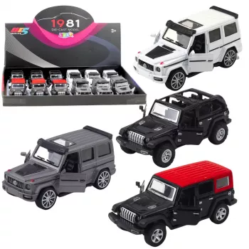 LEAN TOYS Off-road SUV Car Metal Pull-Back Drive Opening Doors Mix
