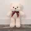 LEAN TOYS Plush Mascot Cuddly Toy Teddy Bear With Bow White 30cm