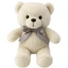 LEAN TOYS Plüsch Maskottchen Kuscheltier Teddybär mit Schleife Happy Every Day Weiß 55cm