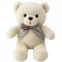 LEAN TOYS Plüsch Maskottchen Kuscheltier Teddybär mit Schleife Happy Every Day Weiß 55cm