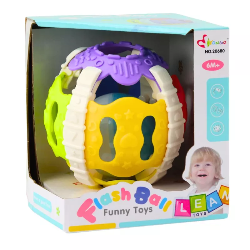 LEAN TOYS Sensory Ball For Babies Rubber Lights Sounds Colorful