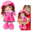LEAN TOYS Rag Doll Cuddly Toy Checkered Dress Pink 35 cm