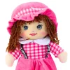 LEAN TOYS Rag Doll Cuddly Toy Checkered Dress Pink 35 cm