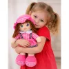 LEAN TOYS Rag Doll Cuddly Toy Checkered Dress Pink 35 cm