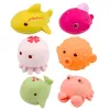 LEAN TOYS Set of 6 educational rubber sea animals for bathing and fun.
