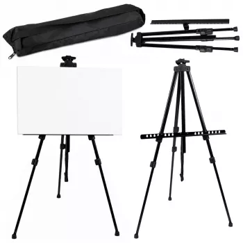 LEAN Metal Outdoor Painting Easel, Tripod, Adjustable, Black Case, 158CM